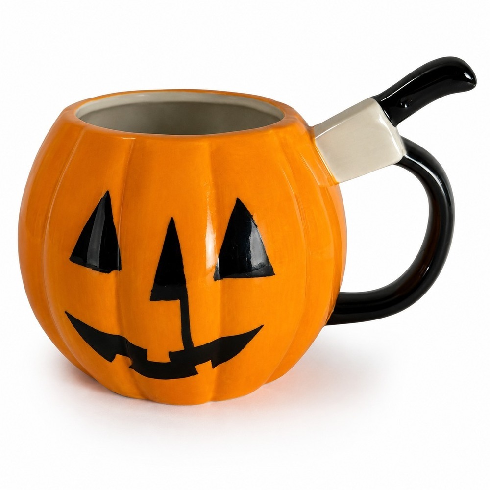 Halloween II Michael Myers Pumpkin Knife Handle 20oz Mug Silver Buffalo 2022 HTF